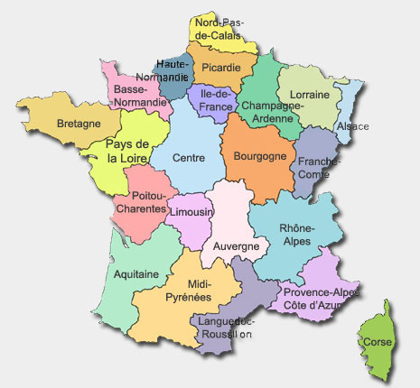 regions of france. Regions of France Map Auverne,